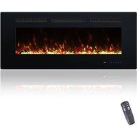 Valuxhome 106cmWall-Mounted Electric Fireplace 13 Colors & Timer1500W(42x18x6in) in Black | Size: 106 cm x 45 cm x 15 cm