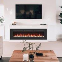 Valuxhome 127cm Recessed/Wall Electric Fireplace 13 Colors Timer1500W(50x18x6in) in Black | Size: 127 cm x 45 cm x 15 cm