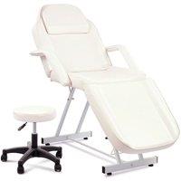 SHEONLY Adjustable Massage Table with Recliner Chair in Beige