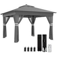 Rolipo 3.36x3.36m Pop Up Gazebo with Solar LED Lights, Grey