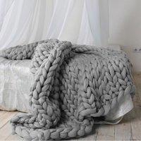 Living and Home 120x150cm Chunky Cable Knit Blanket Thick Yarn Stretch Throw for Sofa, Bed & Chair in Grey | Size: 120 cm x 150 cm