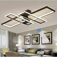 Pheashine Black 4-Rectangle LED Ceiling Light, 45W Dimmable with Remote, 120x80cm | Size: 120x80 cm