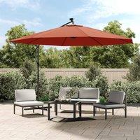 Berkfield Home Cantilever Umbrella with LED Lights Terracotta 350 cm in Brown