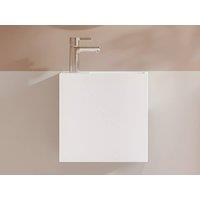 Vente-unique White Solid Surface Wall-Hung Cloakroom Basin With Open Shelf - Tap On