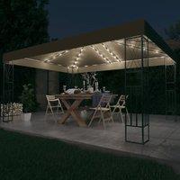 Berkfield Home Gazebo with LED String Lights 3x4 m Taupe Fabric in Beige