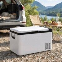 STILVORA 25L Car Fridge Freezer with LED Light & Foldable Handles in White