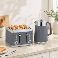 STILVORA Kettle & Toaster Set 1.7L 4 Slice in Grey