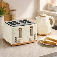 STILVORA Kettle & Toaster Set 1.7L 4 Slice in Beige