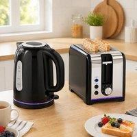 STILVORA Toaster & Kettle Set with Blue Light Strip in Black