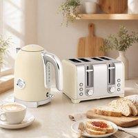 STILVORA Kettle & Toaster Set 1.7 L 4 Slice in Cream