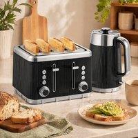 STILVORA Kettle & Toaster Set with 1.7L Kettle & 4 Slice Toaster in Black