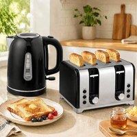STILVORA Kettle & Toaster Set with Blue LED Strip in Black