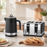 STILVORA Kettle & Four-Slice Toaster Set in Black