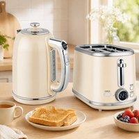 STILVORA Kettle & Toaster Set with Temperature Control in Cream