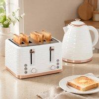 STILVORA Kettle & Toaster Set 1.7L 4 Slice in Cream