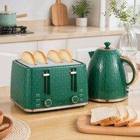 STILVORA Kettle & Toaster Set with 1.7L Kettle, Green