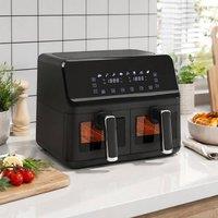 STILVORA 8L Dual Basket Air Fryer with Digital Display in Black