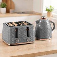 STILVORA Kettle & Toaster Set with 1.7L Kettle in Grey