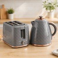 STILVORA Kettle & Toaster Set with 1.7L Kettle, Grey
