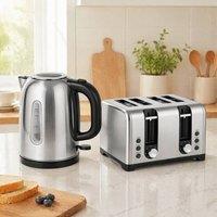 STILVORA Kettle & Toaster Set with Rapid Boil & 4 Slices in Silver