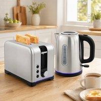 STILVORA Toaster & Kettle Set with Blue Light Strip in Silver