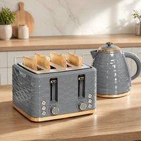 STILVORA Kettle & Toaster Set 1.7L 4 Slice in Grey