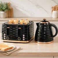 STILVORA Kettle & Toaster Set with 4-Slice Toaster in Black
