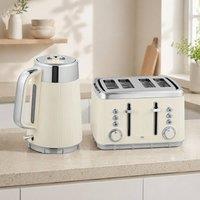 STILVORA Kettle & Toaster Set with 4 Slice Toaster in Cream