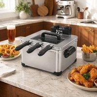 STILVORA Deep Fat Fryer 5L with Adjustable Temperature & Timer in Silver