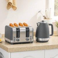 STILVORA Kettle & 4 Slice Toaster Set 1.7L 3000W in Grey