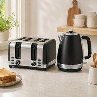 STILVORA Kettle & Toaster Set with Rapid Boil & 4 Slices in Black
