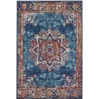 THE RUGS Orient Maderno Medallion Rug Polypropylene 0.8cm Pile Vacuum Safe in Blue | Size: 57 cm x 90 cm