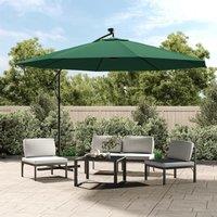 Berkfield Home Cantilever Umbrella with LED Lights & Metal Pole 350 cm Green