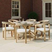 Charles Bentley Delgada Acacia Round Dining Table with Sundial Top in Natural | Size: 1 Pack
