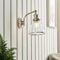Pagazzi Brunswick Polished Nickel & Glass Wall Light in Grey