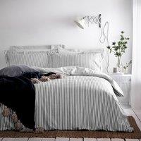 Yard Hebden Striped 100% Cotton Duvet Cover Set in Grey | Size: Double