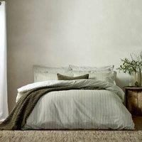 Yard Hebden Striped 100% Cotton Duvet Cover Set in Olive | Size: Double