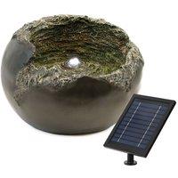Gardenwize Solar Rock Bowl Water Feature With Battery Back up in Brown