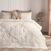 OHS Bow Lattice Coverless 7.5 TOG Duvet Bedding Set with Pillowcase in Ivory | Size: King