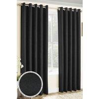 Enhanced Living 'Vogue' Black Eyelet Thermal Noise Reducing Dim Out Curtains Pair | Size: 229 cm width x 137 cm drop