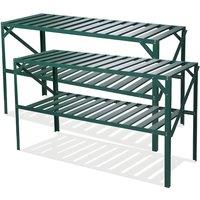 Primrose X2 Traditional 2 Tier Greenhouse Staging Shelf Workbench in Green 1.22m