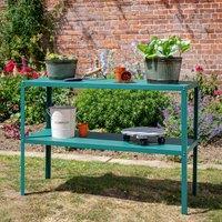 Primrose 2 Tier Greenhouse Staging Green Solid Top Metal Staging Shelving 1.18m