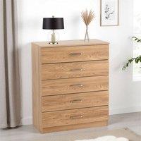 Seconique Dakotia 5 Drawer Chest in Light Oak