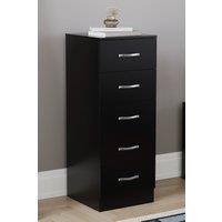 Home Discount Vida Designs Riano 5 Drawer Narrow Chest Storage in Black