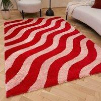 THE RUGS Joli Wavy Soft & Dense Pile Living Room & Bedroom Rug in Pink | Size: 80 cm x 150 cm