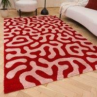 THE RUGS Joli Abstract Pattern Soft & Dense Pile Living Room & Bedroom Rug in Pink | Size: 80 cm x 150 cm