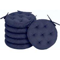Harbour Housewares Round Seat Pads - 40 x 40cm - Pack of 6 in Navy | Size: 40 x 40 cm