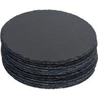 Argon Tableware Round Slate Placemats - 30cm - 12x Large Natural Black Stone Dining Table Dinner Serving Board Platter Place Mats Sets