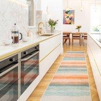 Kukoon Blue Abstract Soft Machine Washable Long Hallway Runner Rug | Size: 60 cm x 240 cm