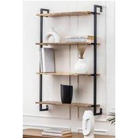 MH London Wall Mounted Shelf, 4-Tier Floating Shelves, Storage Shelf in Solid Wood & Metal - Phantom in Natural